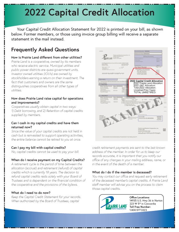 June 2023 Capital credit allocation information 